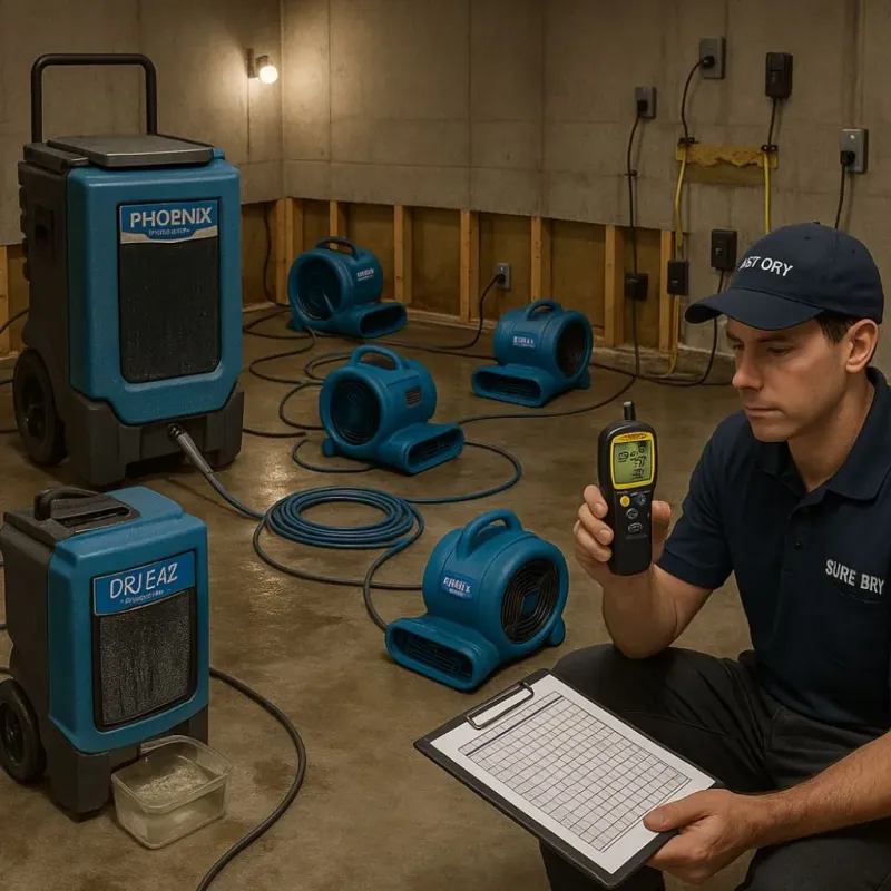 Structural Drying and Dehumidification process in Bonanza, GA